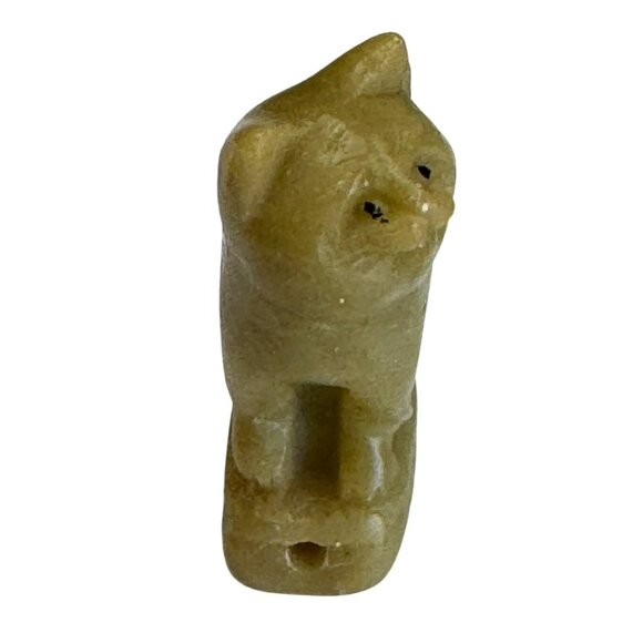 Mini New Jade Carved Cat Figurine 1 3/4" Hand Carved Stone Animal Green - Picture 3 of 6